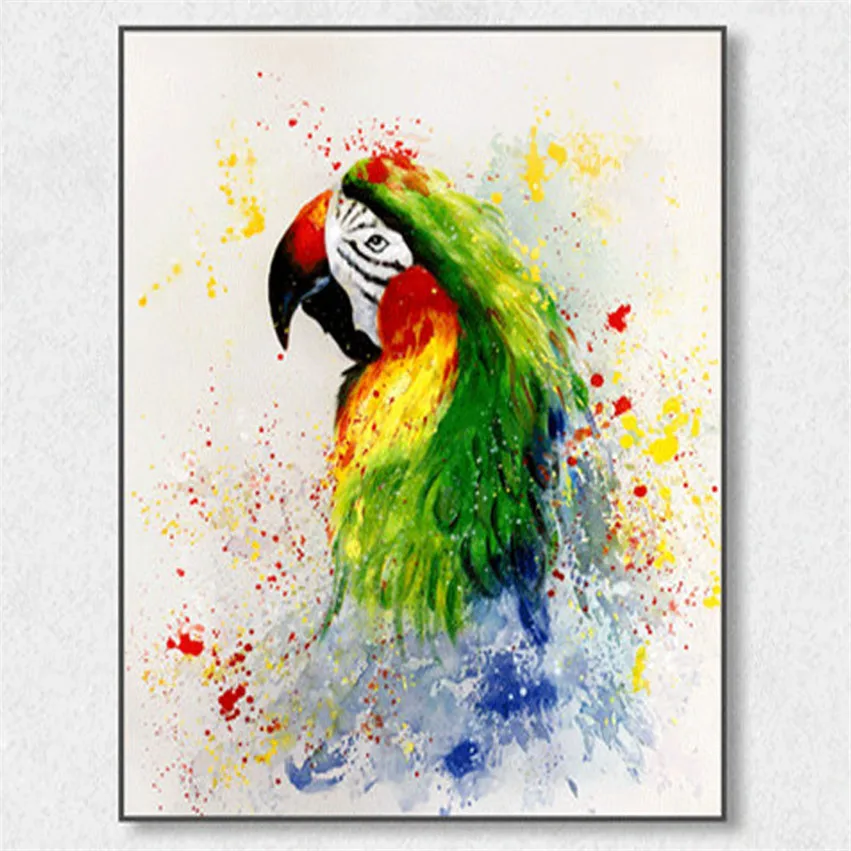 

handmade Paintings Canvas Abstract parrot Oil Painting Modern Canvas Wall Art Living Room Decor no Framed Colorful bird Picture