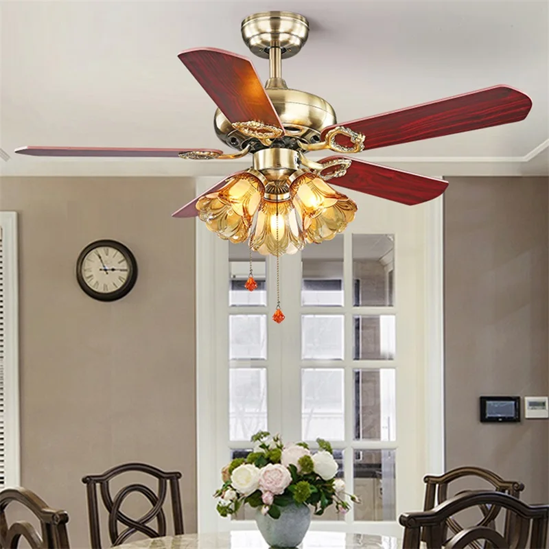 Hongcui потолочный вентилятор и светильник с деревянной лезвие 220V 110V современный