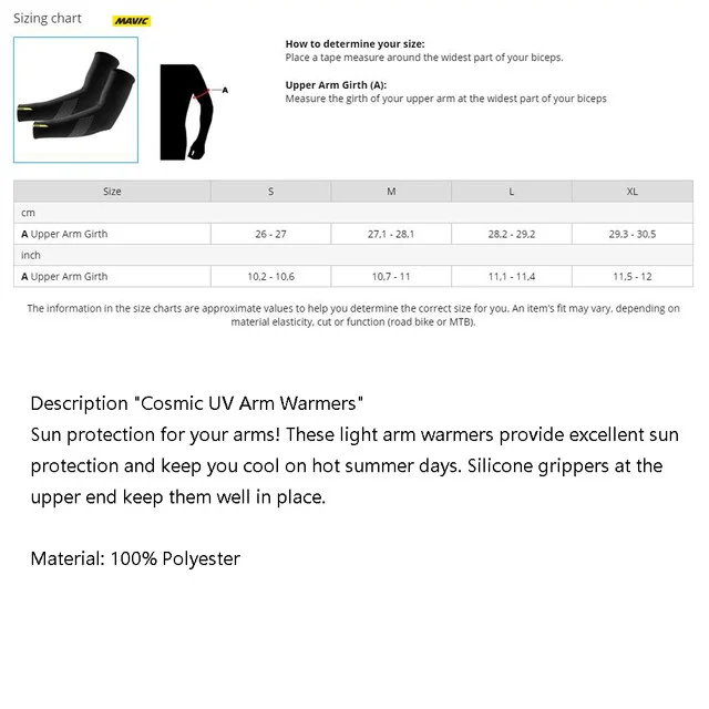 

MAVIC-Cycling Arm Warmers, Fleece Thermals, Black Cosmic Warmer, for Racing, MTB, 2021