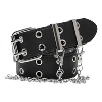 coffee black women belt imitation leather pin buckle belt punk wind jeans fashion individual decorative belt chain women belt