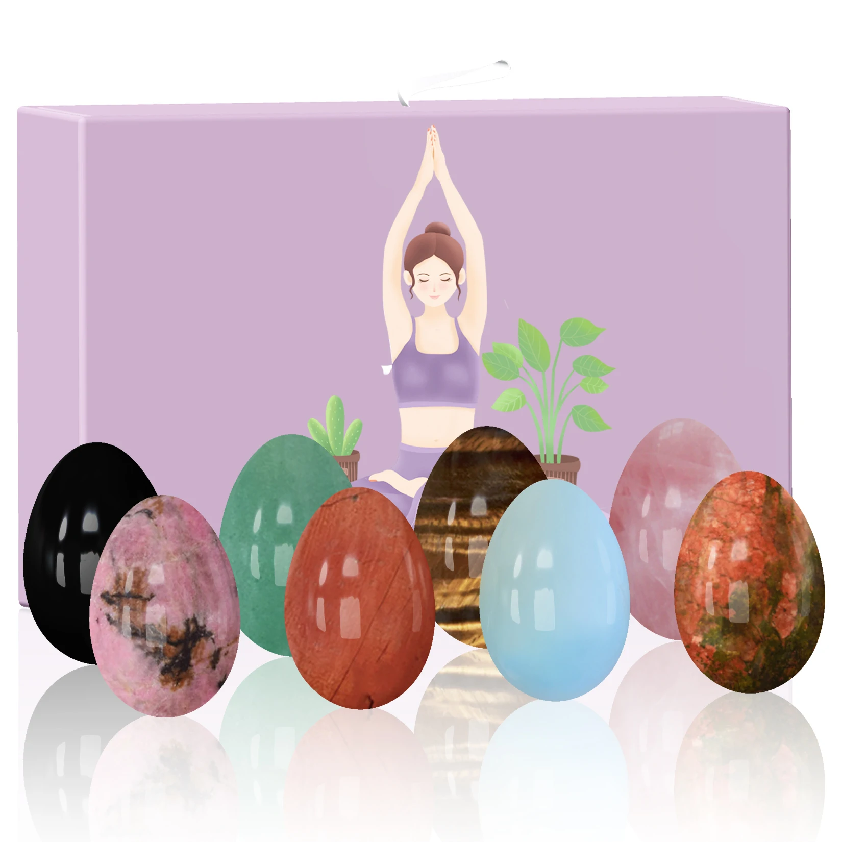 Набор для упражнений кегеля женщин яйца из натурального нефрита без отверстий в