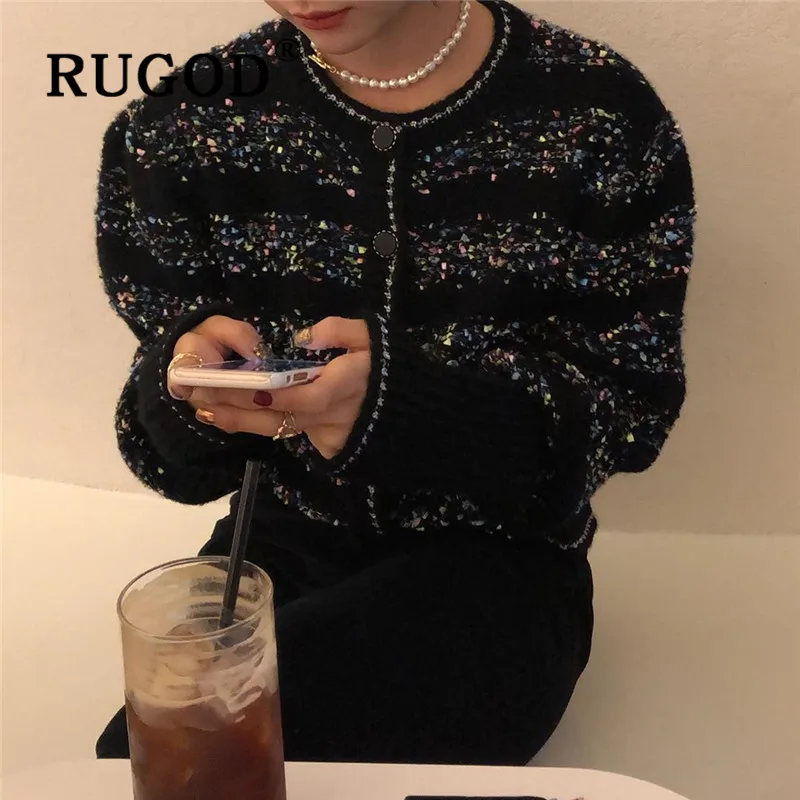 Женский винтажный кардиган в полоску RUGOD Блестящий вязаный свитер Корейском