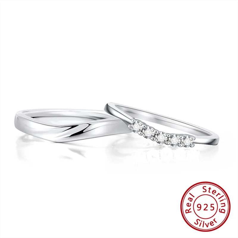Men Ring ORSA JEWELS простые S925 блестящие парные кольца из стерлингового серебра обручальное кольцо подарок на день Святого Валентина стильные Драгоценности SR195 - Цвет камня: Men Ring
