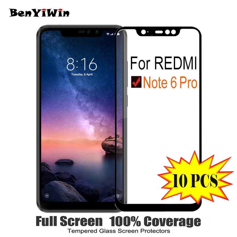 Защитная пленка для экрана из закаленного стекла полное покрытие Redmi note 6 Pro 9H