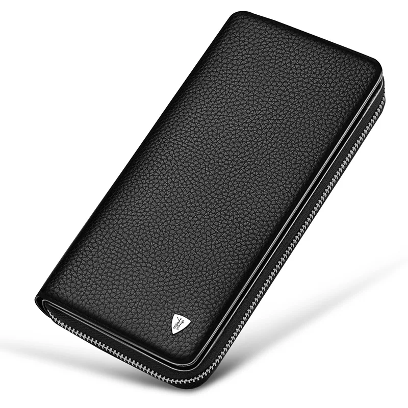 Мужской длинный клатч WilliamPOLO брендовый кошелек из натуральной кожи держатель для