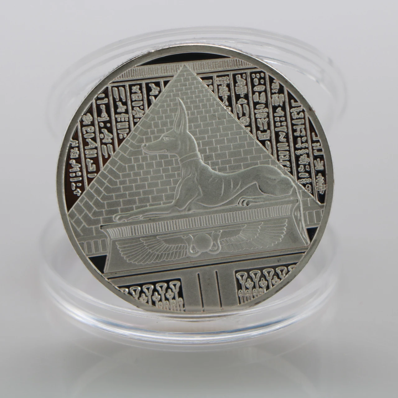 Посеребренная монета анубис защита смерти Египта копия монет Египетский бог