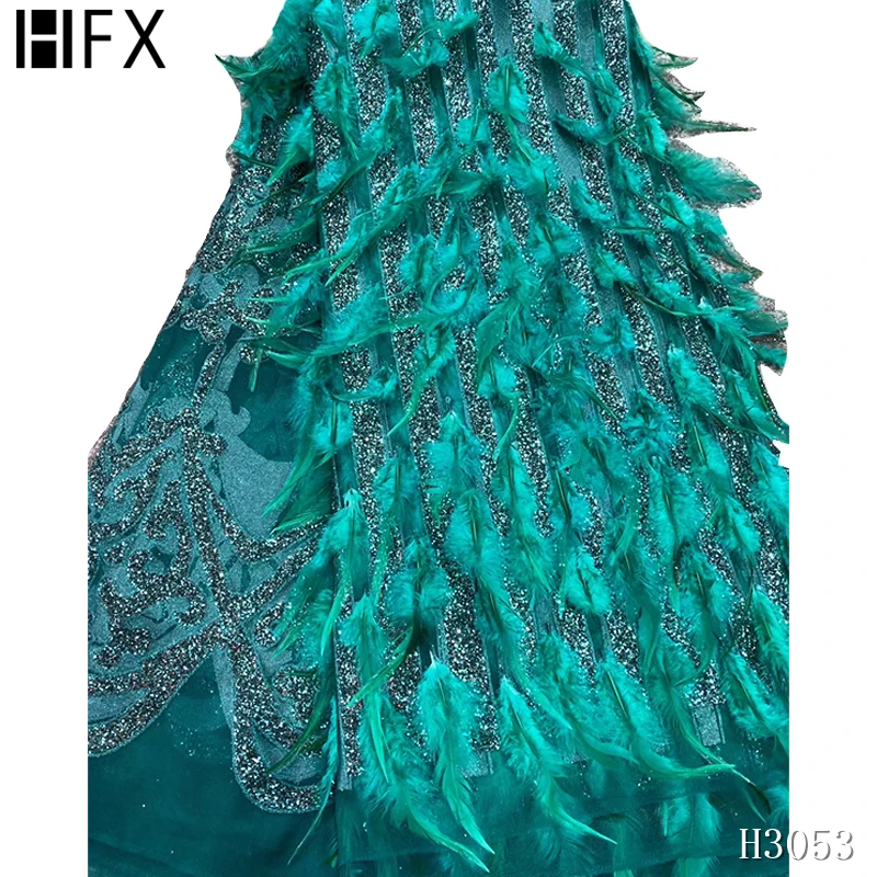 HFX новейшая африканская кружевная ткань с французскими перьями