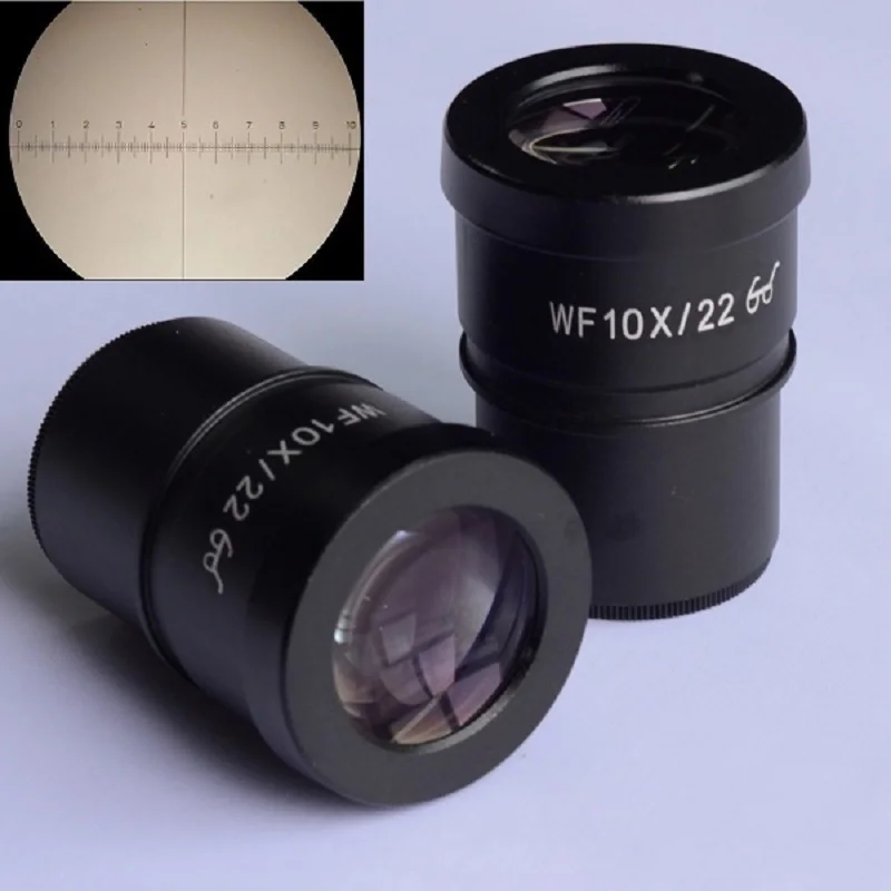 

Окуляр Микроскопа 2 шт./лот WF10X/22 Super Widefield 10X, Ширина 22 мм, поперечная сетка 30 мм