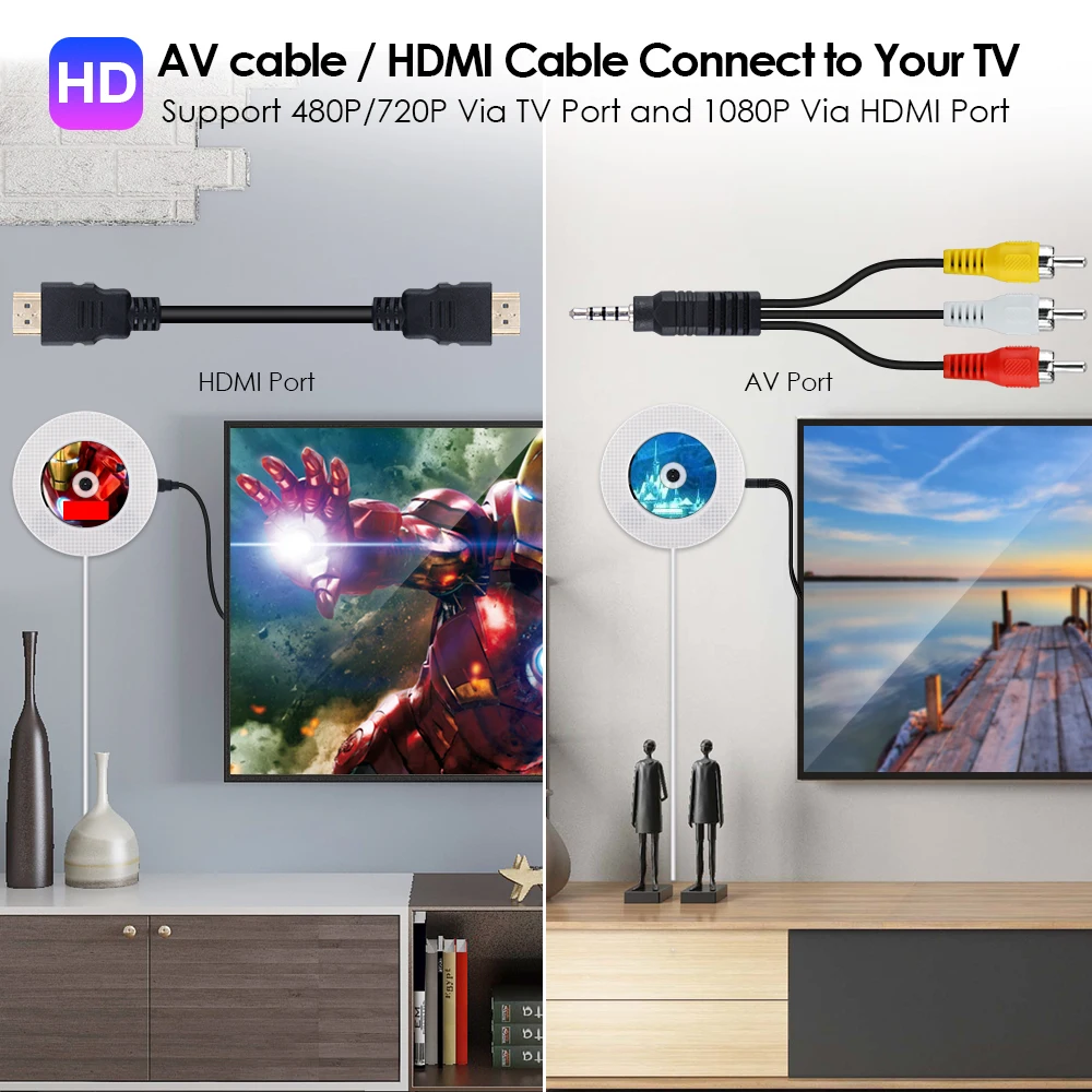 Qosea портативный настенный Bluetooth CD/DVD плеер USB светодиодный дисплей Hi Fi динамик