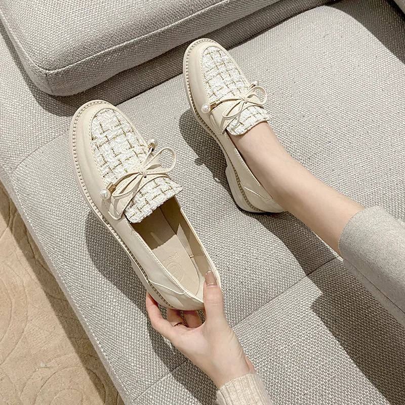 

Women Shoes Autumn Loafers With Fur Round Toe Tennis Female Casual Sneaker Flats Fall Slip-on Breathable Summer Dress New Fabric
