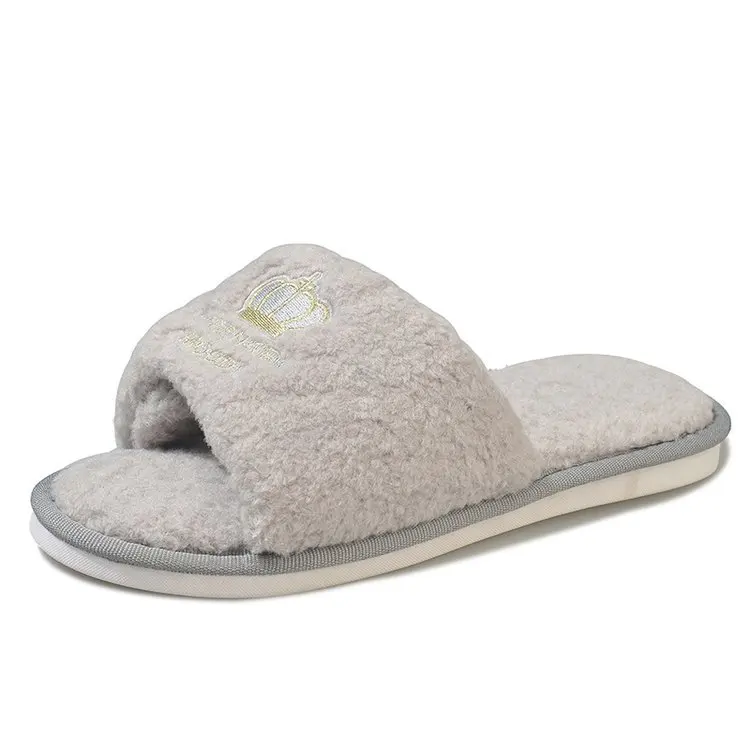 

Maggie's Walker Spring Plush Slippers Embroidery House Slippers New Women Spring Plush Slippers Indoor Bedroom Shoes