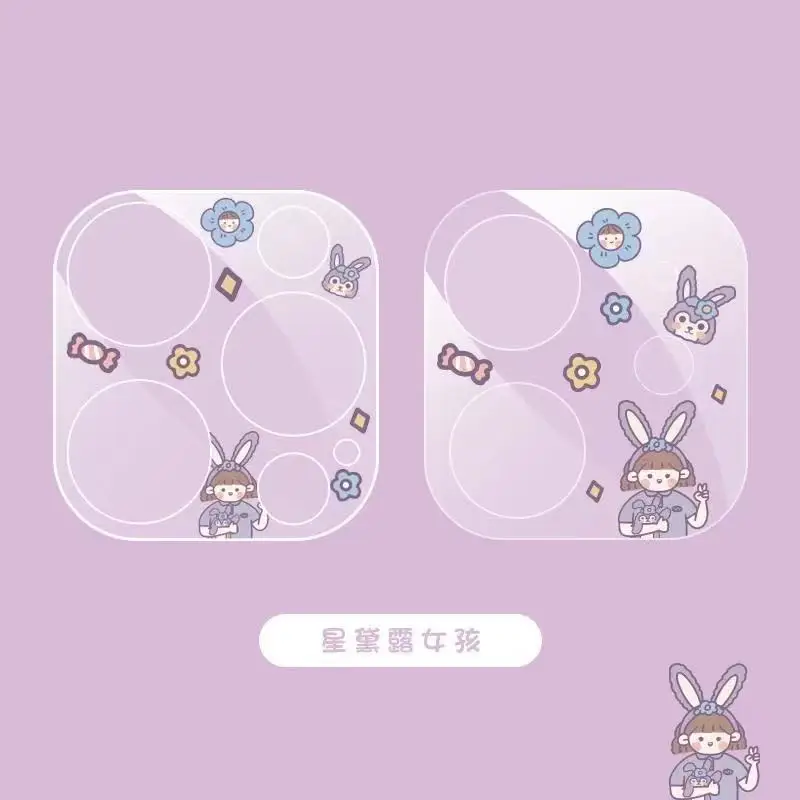 

2pcs Cartoon Back Camera Lens Glass Protector On For iPhone 12 Pro Max 12 Mini 11 Pro Max Lens protective Tempered Glass Film