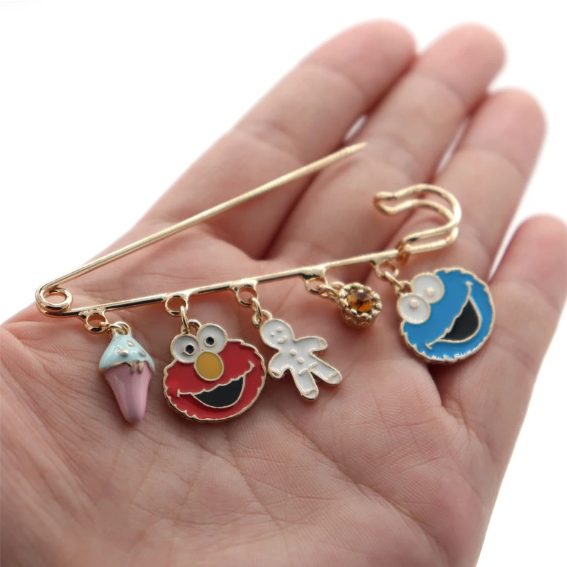 Героев шоу Улица Сезам футболка с принтом Элмо/Печенье-монстр брошь