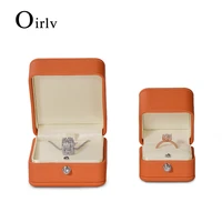 oirlv luxury orangecyan ring pendant necklace pu leather velvet jewelry box engagementwedding diamond ring box