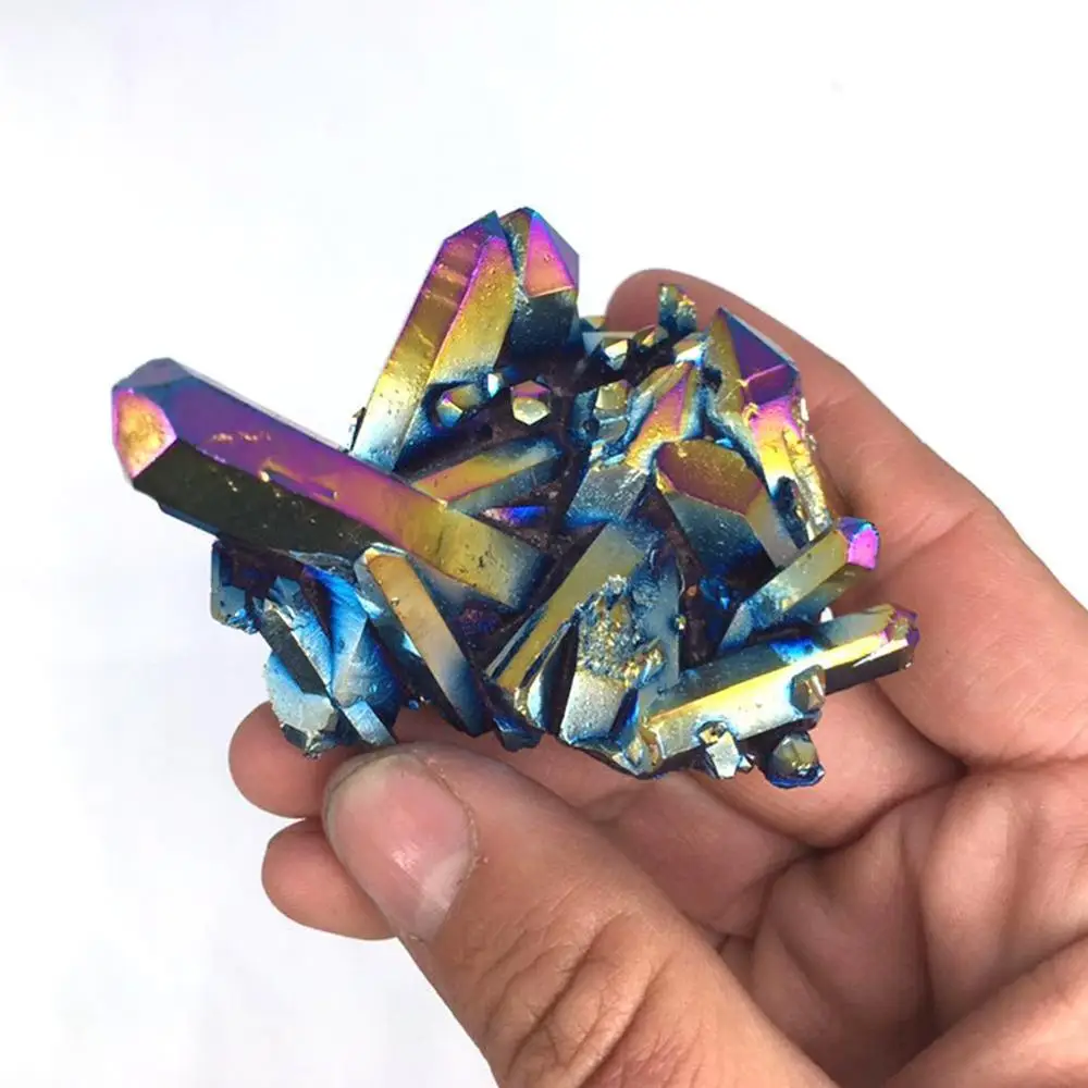 

Natural Quartz Crystal Rainbow Titanium Cluster Mineral Specimen Healing Stone