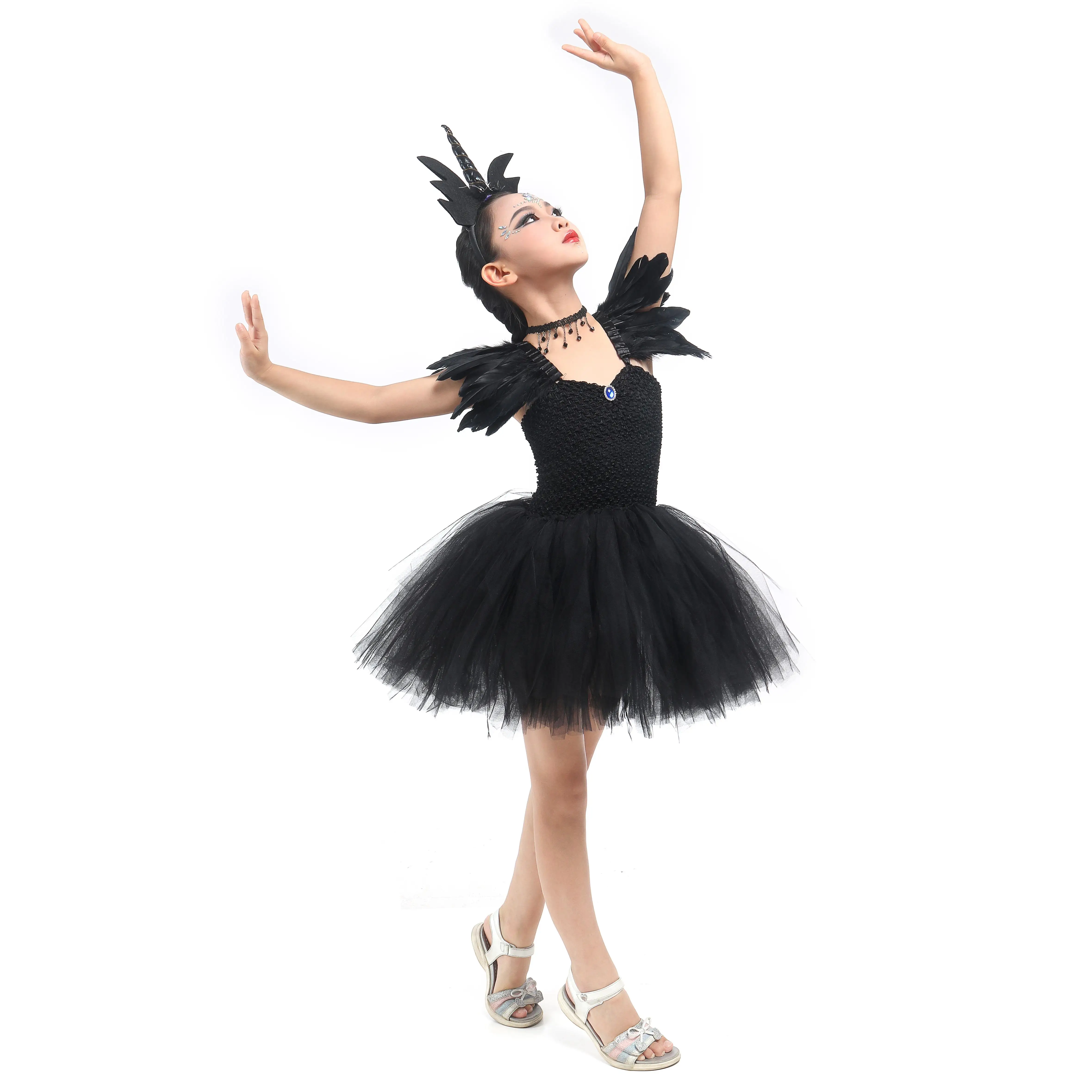 Костюм черного ангела для Хэллоуина вечеринки дня рождения девушки индийское