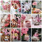 Алмазная живопись сделай сам Huacan, искусство бриллиантов, квадратнаякруглая Алмазная вышивка, мозаика, цветок кофе, домашний декор