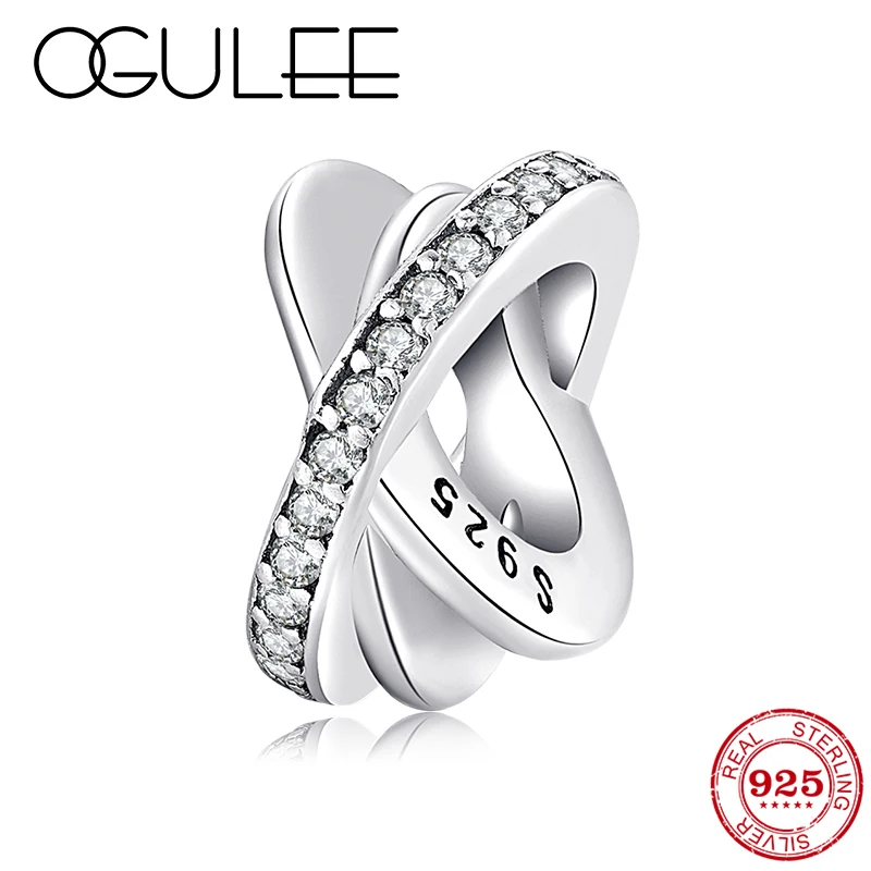 Кольцо из стерлингового серебра 925 пробы сверкающие циркониевые бусины diy