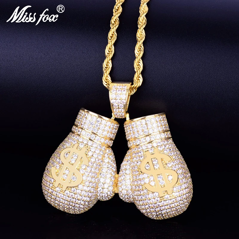 MissFox боксерские перчатки мужской кулон ожерелье Мода из нержавеющей стали хип