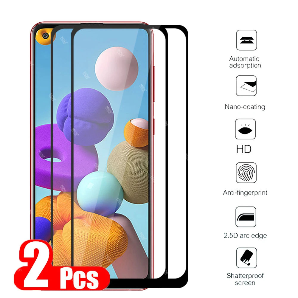 

2pcs Protective Glass for Samsung A21 A21s Screen Protector Film for Galaxy A 21 S 21s A215f A217f Safety Glas on Sansung Samsun