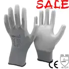 Безопасные рабочие Промышленные перчатки с легкостью, удобные трикотажные перчатки из полиэстера, полиуретановые перчатки на ладони, 12 пар