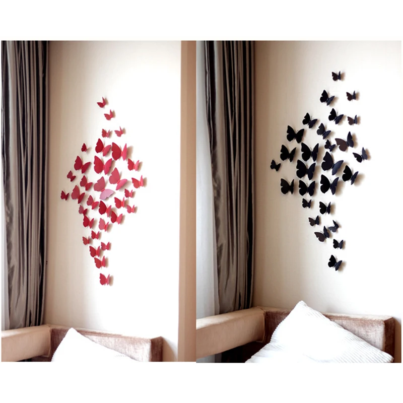 24 шт. наклейки на стену в виде бабочек|Украшения своими руками для вечеринки| |