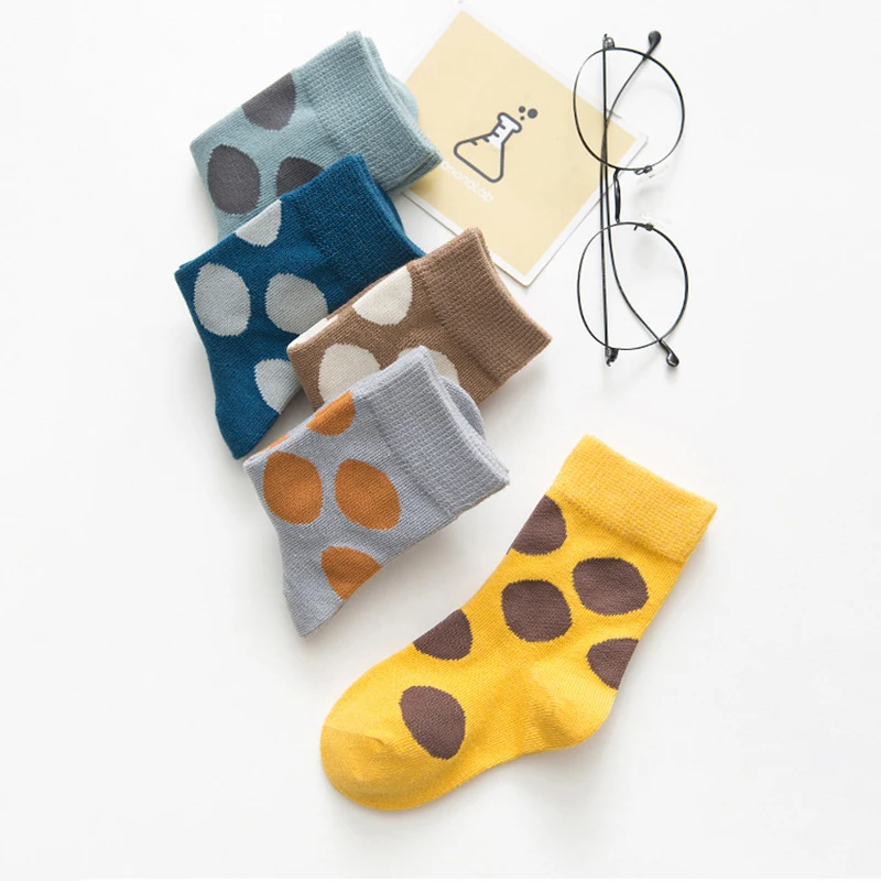 5 парт/лот модные хлопковые носки в горошек детские длинные для девочек и
