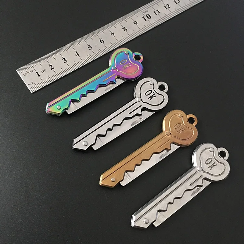 

Mini Keyring Fold Blade Survive Outdoor kit gadget Knife Letter Pocket Keychain Box Open Opener Camp Package Tool Multi Key Ring