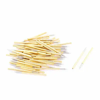 

P125B 33mm Length Spear Tip Spring Loaded Contact Test Probe Pin Gold Tone 60Pcs