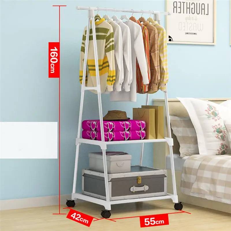 

Multifunctional Garment Rack Metal Clothes Coat Shoe Storage Shelf Practical Clothes Drying Hanger Clothes Stand Wheels (White)