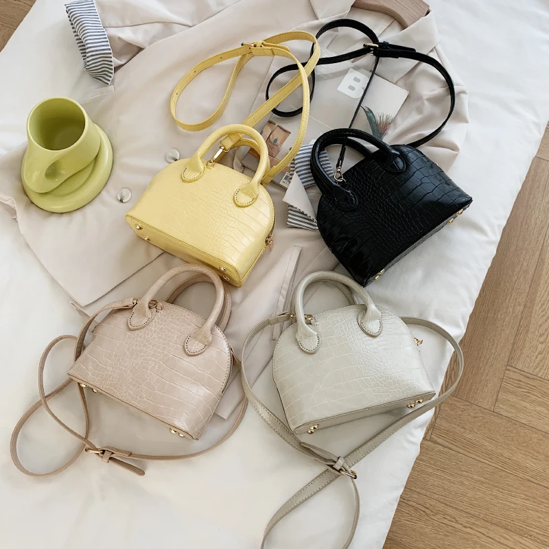

2021 Luxury Small Handbags Shoulder Purses Branded Popular Shell Design Quality Stone Pattern PU Leather Crossbody Bag For Women