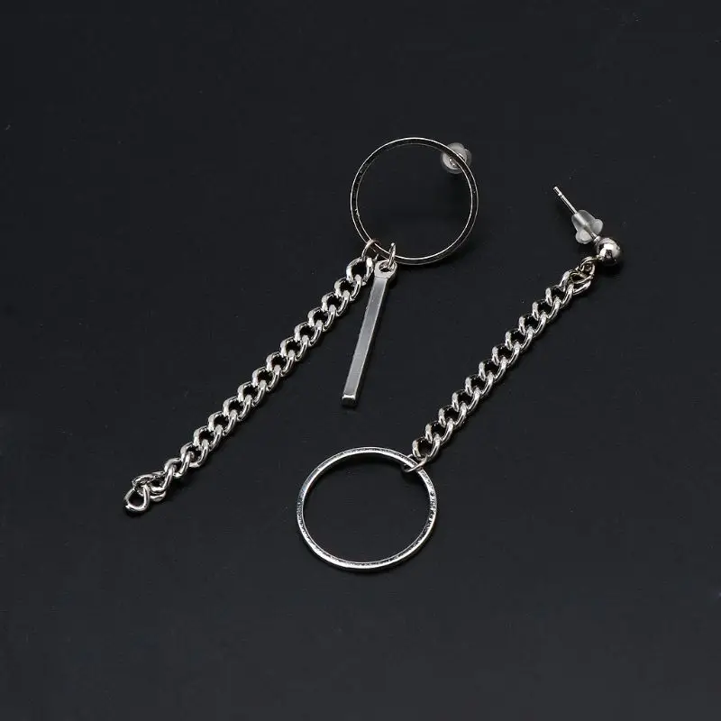 Асимметричные серьги-подвески с кисточками на цепочке корейские ювелирные