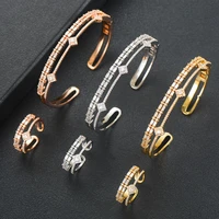 missvikki 2 pcs brand trendy new design bangle jewelry set ring african bead cubic zircon women bridal wedding party accessories