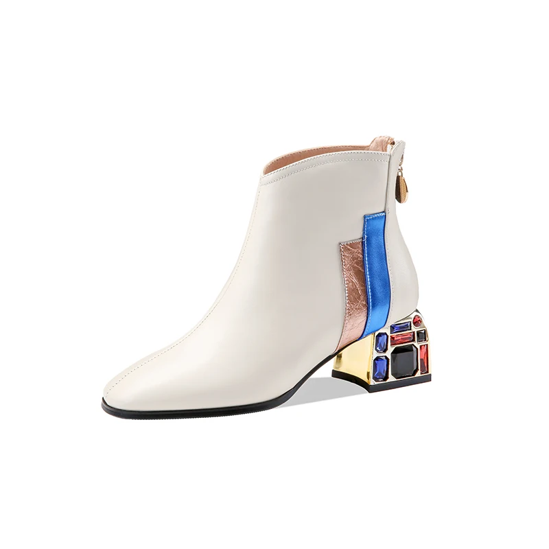 

Vintage Women Ankle Boots Rhinestone High Heels Prom Dancing Shoes Woman Elegant Female Winter Chelsea Boots Warm Shoes