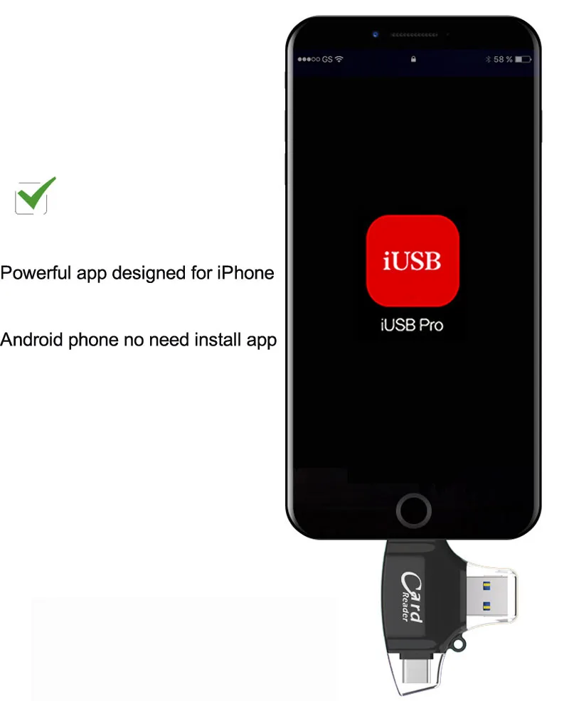 4 в 1 Type c/Micro USB/USB Micro SD кардридер для iPad iPhone x 6 7 8 plus TF Samsung S7 S8 S9 Android|micro sd card reader|sd