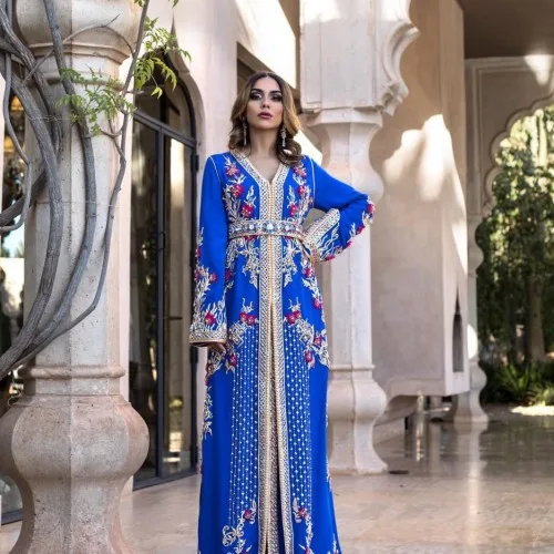 

Вечерние платья с вышивкой от кутюр Дубай, яркие аксессуары, Женский шифоновый исламский марокканский кафтан