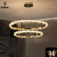 kobuc dimmable garland modern round led chandelier lights living room dining room bedroom indoor crystal chandelier lighting