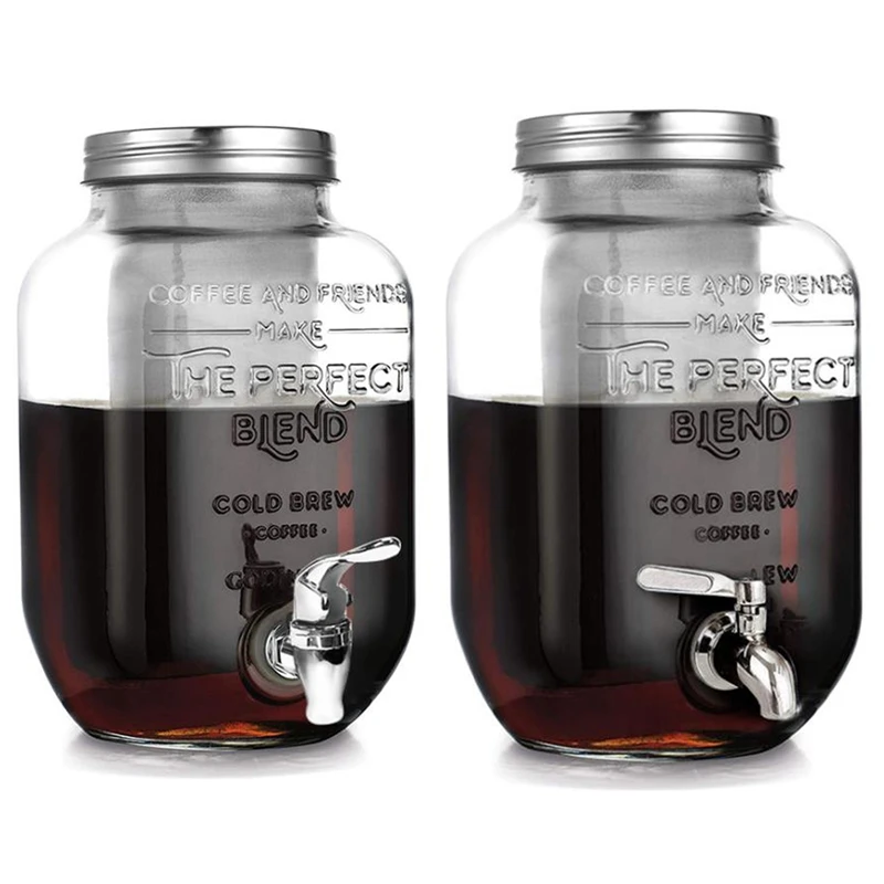 

Кофеварка холодного приготовления 1 галлон с очень толстым стеклянным графином-Премиум холодная кофеварка, кувшин холодного приготовления...