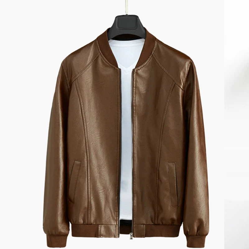 Мужская куртка из искусственной кожи короткая свободная со стойкой 2019 | одежда