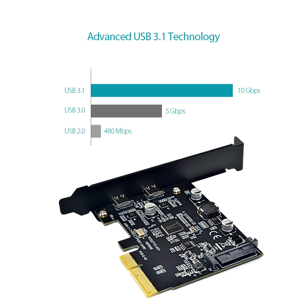 pci e pci express 4x к usb 31 gen 2 10 гбитс 2 портовая рас