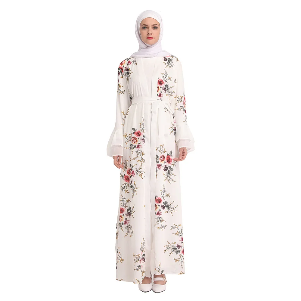 Новый мусульманский кафтан абайя Элегантная Мода Дубай Турция Цифровая печать