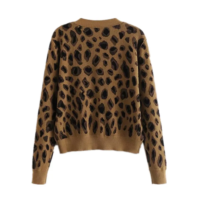 

Leopard Print Sweater Women Single Breasted Long Sleeve Cardigans Korean Loose Knitted O-Neck Tops Harajuku Pull Femme