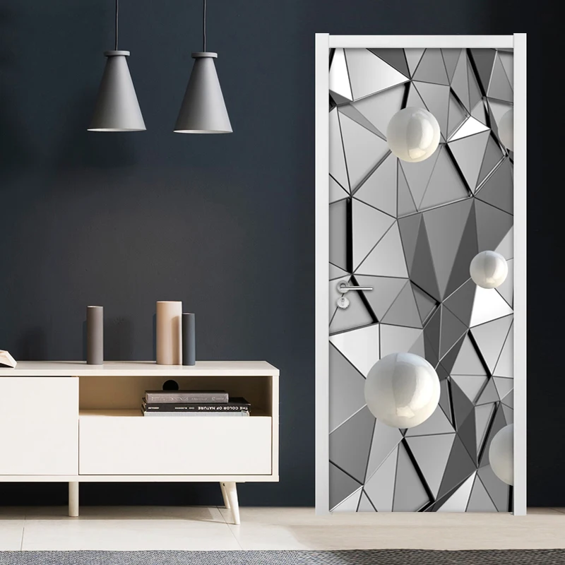 Наклейка на дверь ПВХ самоклеящаяся 3D геометрия круг шар настенные наклейки с