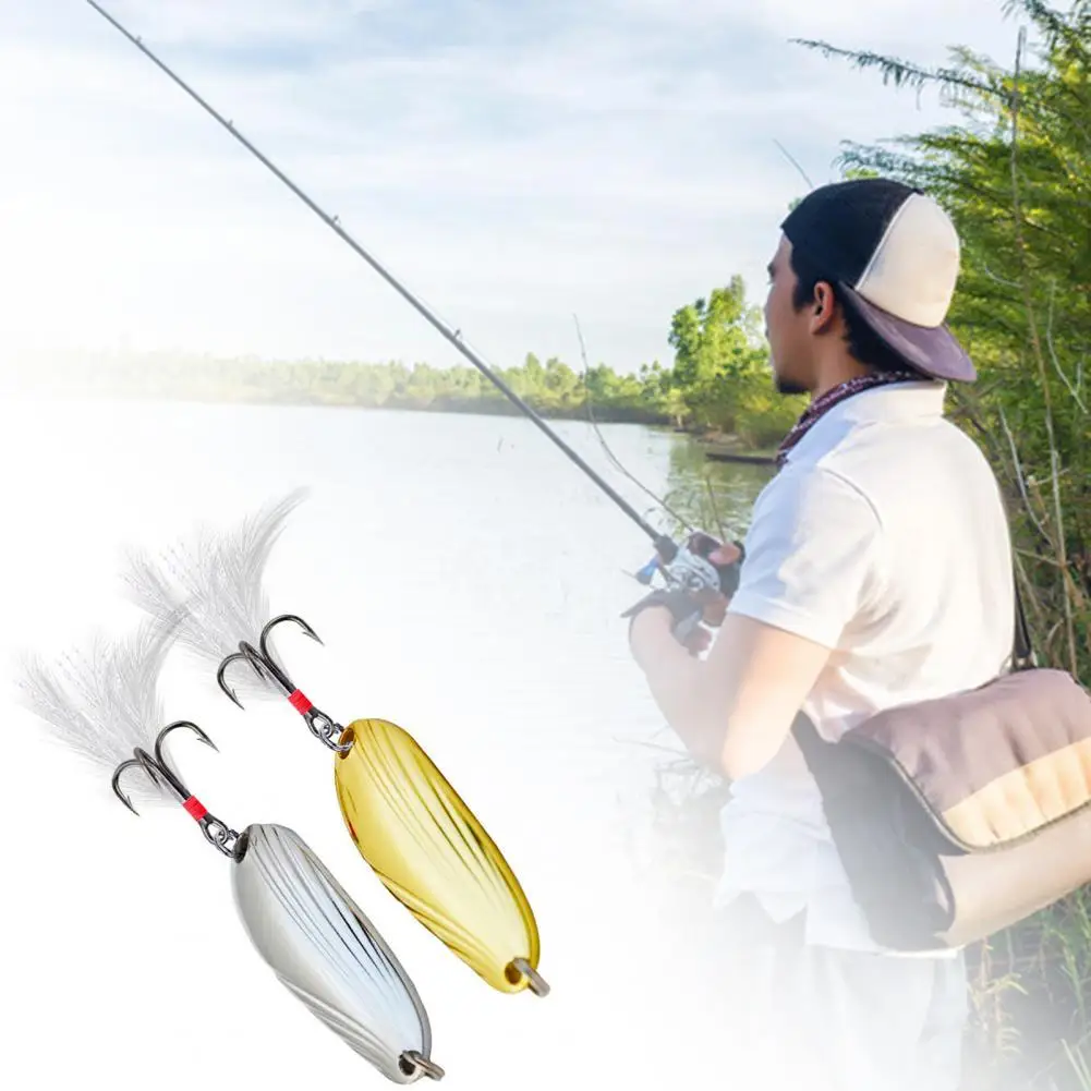 

13g Fishing Lure Sequins Treble Hooks Iron Vivid Color Hard Bait High-strength Fishing Lure with Feather for Fishing