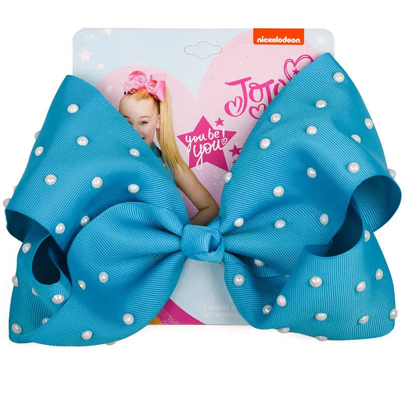 8 &quotJojo Siwa бант модная жемчужная заколка для волос большая Лента Узел ручной