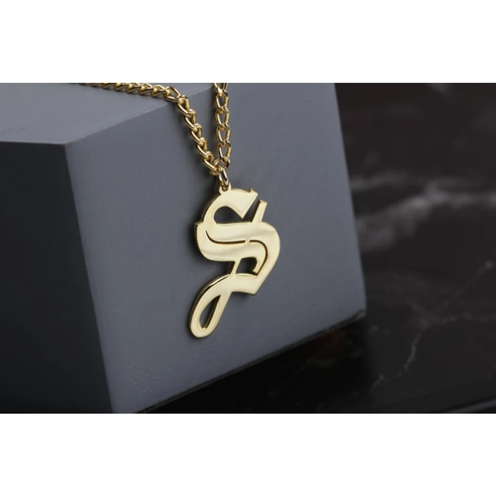 Мужское ожерелье из нержавеющей стали с 26 инициальными буквами