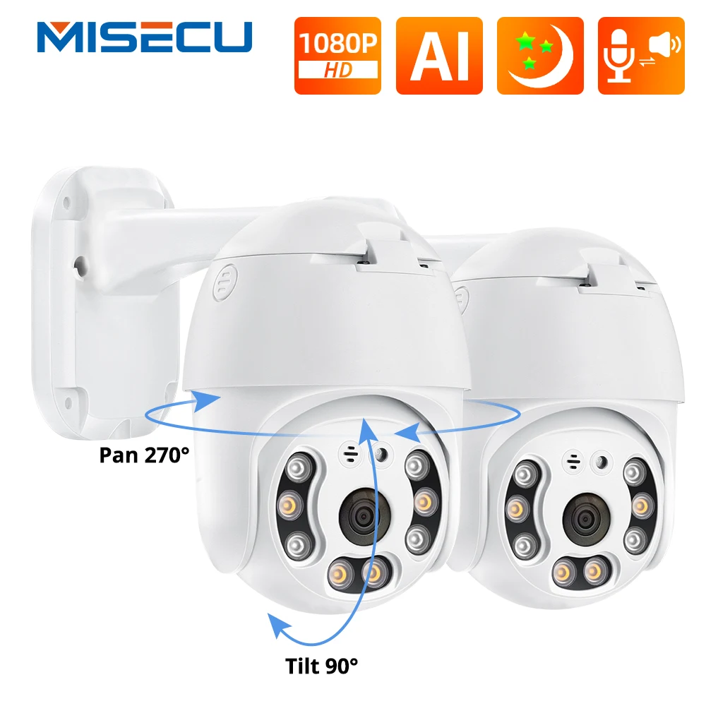

MISECU H.265 1080P POE PTZ IP Camera Outdoor Two-way Audio Record Full Color Night Vision for CCTV Video Security Camera System