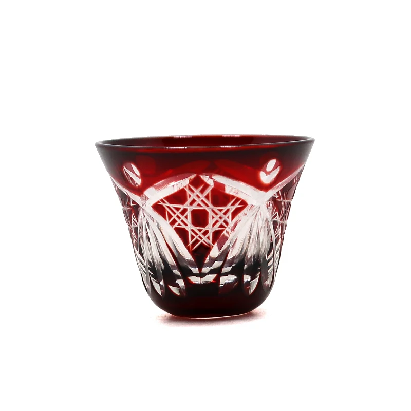 

Japanese style edo kiriko hand cut sake glass cup shot wine glass cup