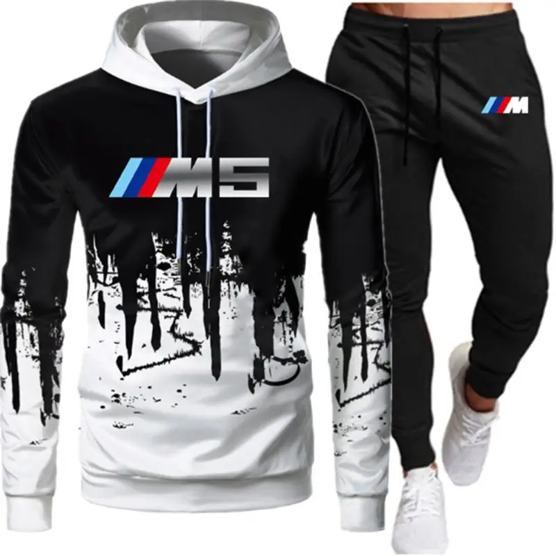 

2021Men Set Brand Pocket Hoodies+Pants Sets Tracksuit Men's Casual Slim Fit Sportswear Male Sweat Shirts Jogging Tracksuits Clot