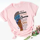 Женская футболка с принтом Я сильная королева меланина, розовая, женская одежда, черная, женская футболка с принтом История месяца